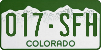 CO license plate 017SFH