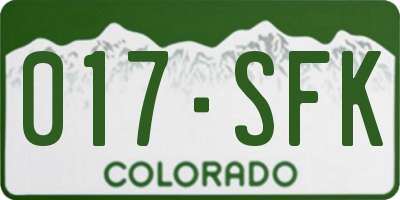 CO license plate 017SFK