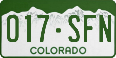 CO license plate 017SFN