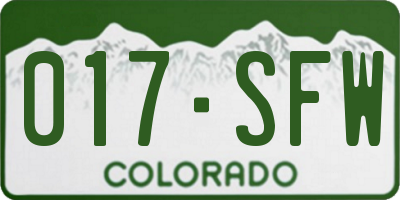 CO license plate 017SFW