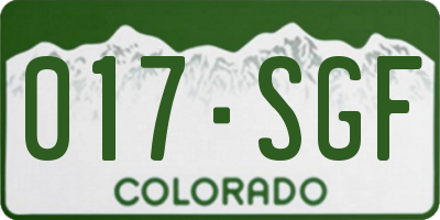 CO license plate 017SGF