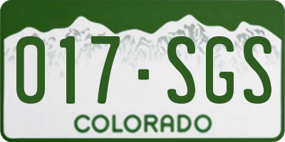 CO license plate 017SGS