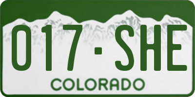 CO license plate 017SHE