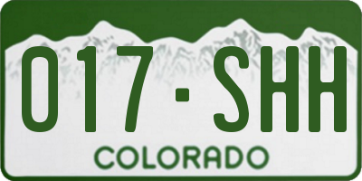 CO license plate 017SHH