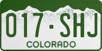 CO license plate 017SHJ