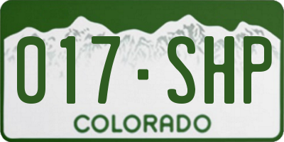 CO license plate 017SHP