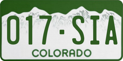 CO license plate 017SIA
