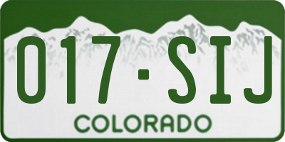 CO license plate 017SIJ