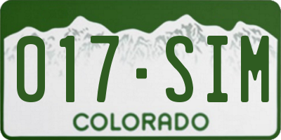 CO license plate 017SIM