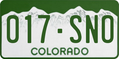CO license plate 017SNO