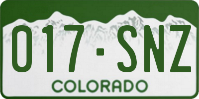 CO license plate 017SNZ