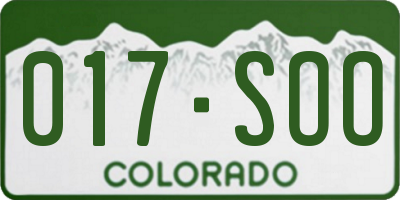 CO license plate 017SOO