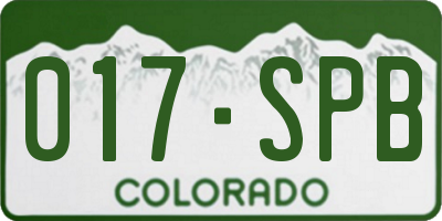 CO license plate 017SPB