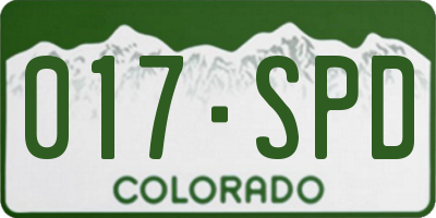 CO license plate 017SPD