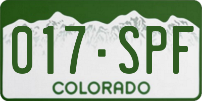CO license plate 017SPF