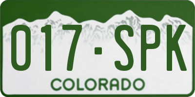 CO license plate 017SPK