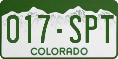 CO license plate 017SPT