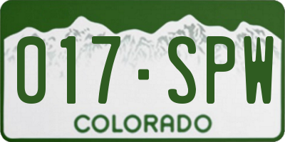 CO license plate 017SPW