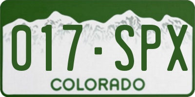 CO license plate 017SPX