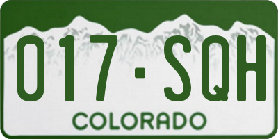 CO license plate 017SQH