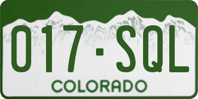 CO license plate 017SQL