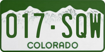 CO license plate 017SQW