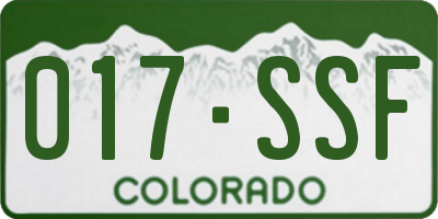 CO license plate 017SSF