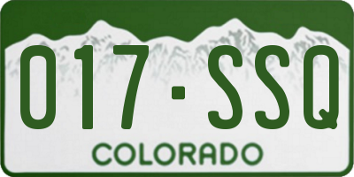 CO license plate 017SSQ