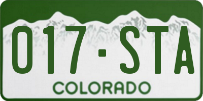 CO license plate 017STA