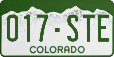 CO license plate 017STE