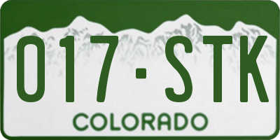 CO license plate 017STK