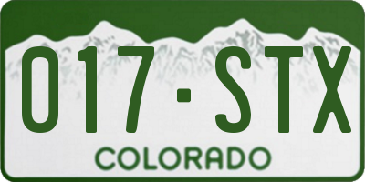 CO license plate 017STX