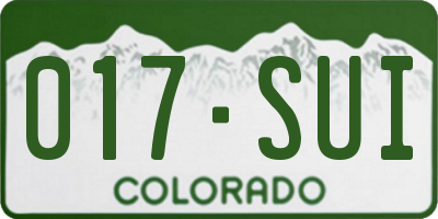 CO license plate 017SUI