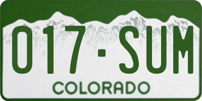 CO license plate 017SUM
