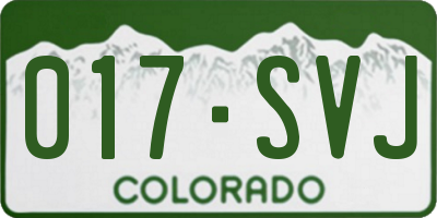 CO license plate 017SVJ