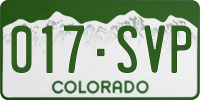 CO license plate 017SVP