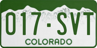 CO license plate 017SVT