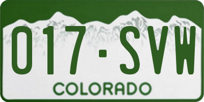 CO license plate 017SVW