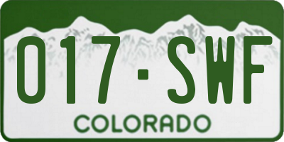 CO license plate 017SWF