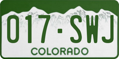 CO license plate 017SWJ