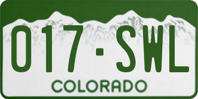 CO license plate 017SWL