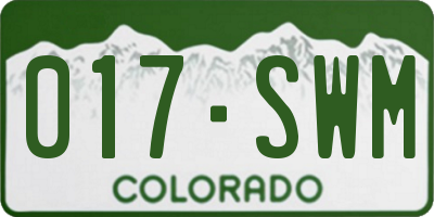 CO license plate 017SWM