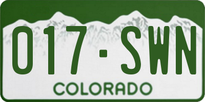 CO license plate 017SWN