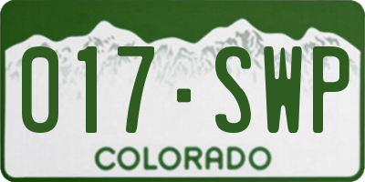 CO license plate 017SWP