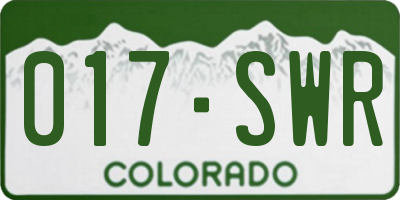 CO license plate 017SWR
