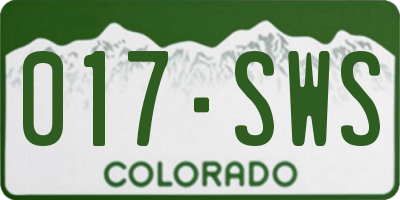 CO license plate 017SWS