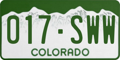CO license plate 017SWW