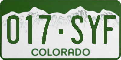 CO license plate 017SYF