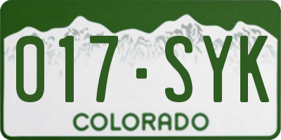 CO license plate 017SYK