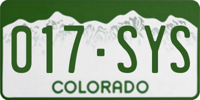 CO license plate 017SYS